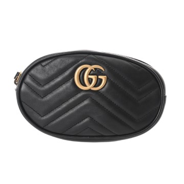グッチ GGマーモント ベルトバッグ ブラック 476434 キルティングレザー  レディース バッグ 【中古】【bag】