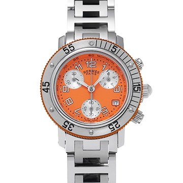 エルメス クリッパー ダイバー クロノグラフ CL2.316 オレンジ/シルバー レディース 時計 【中古】【wristwatch】