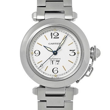 カルティエ パシャC ビッグデイト W31044M7 ホワイト ユニセックス 時計 【中古】【wristwatch】