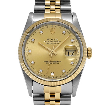 ロレックス デイトジャスト 16233G シャンパン/ダイヤモンド メンズ 時計 【中古】【wristwatch】