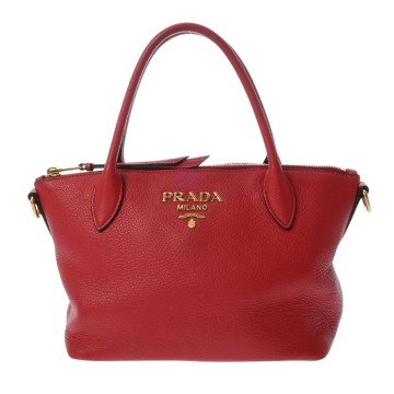 プラダ 2WAY ハンドバッグ レッド 1BA111 サフィアーノレザー レディース バッグ 【中古】【bag】