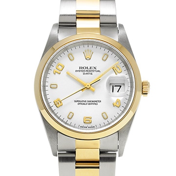 ロレックス オイスターパーペチュアル デイト 34 15203 ホワイト メンズ 時計 【中古】【wristwatch】