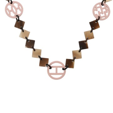 エルメス アヴァ ネックレス ピンク/ブラウン系 バッファローホーン レディース ジュエリー 【中古】【jewelry】